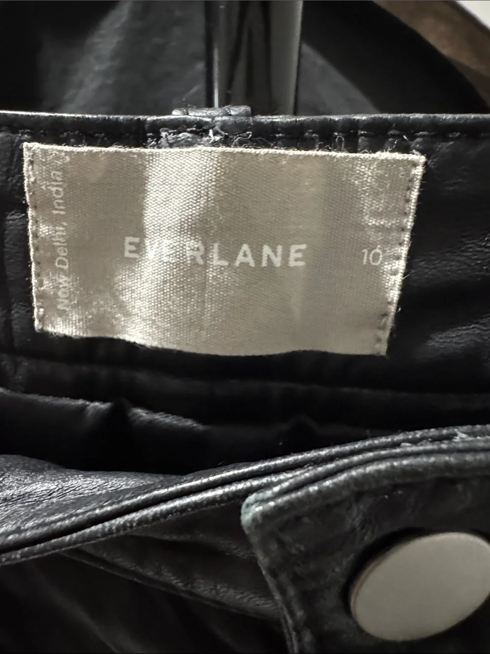 Everlane Black Leather Straight-Leg Cropped Pants